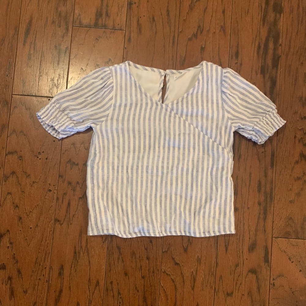 abercrombie Girls Blue/White Striped Blouse - 7/8